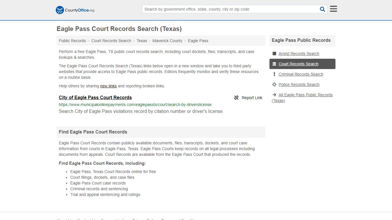 Eagle Pass Court Records Search (Texas) - County Office